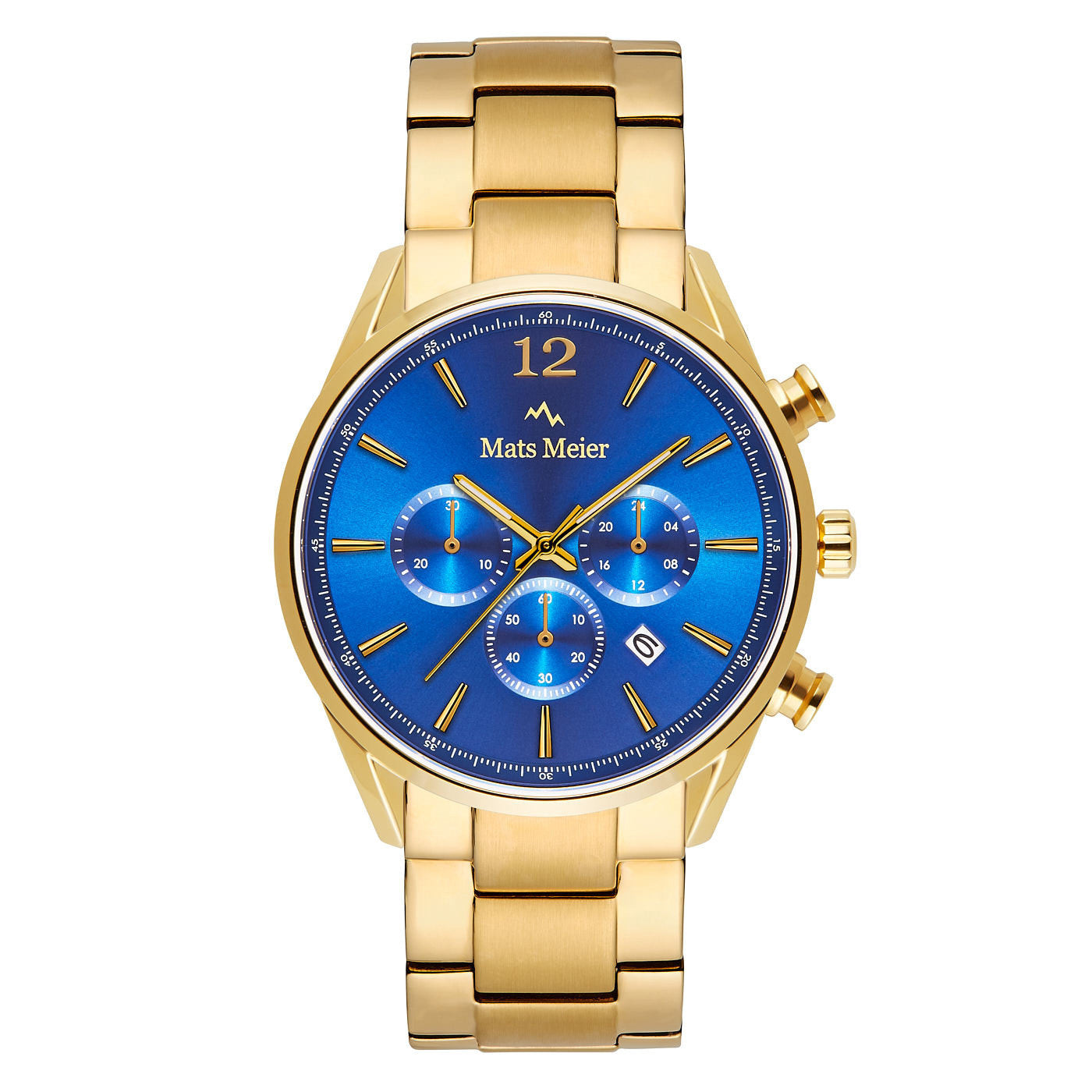 Grand Cornier chronograaf herenhorloge goudkleurig en blauw