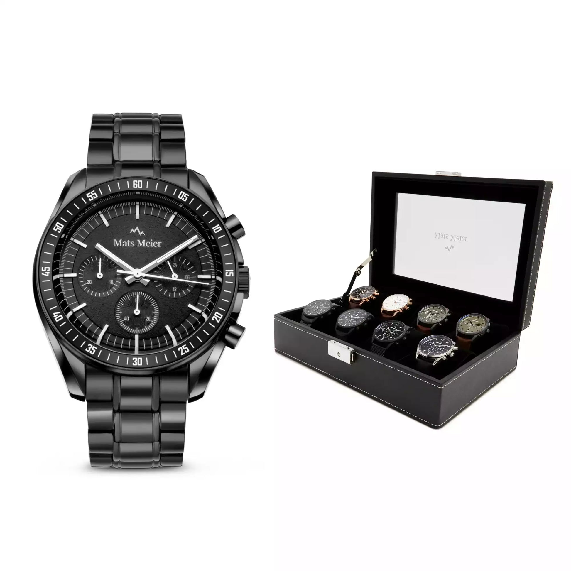 Grand Combin chronograph mens watch and watch box gift set