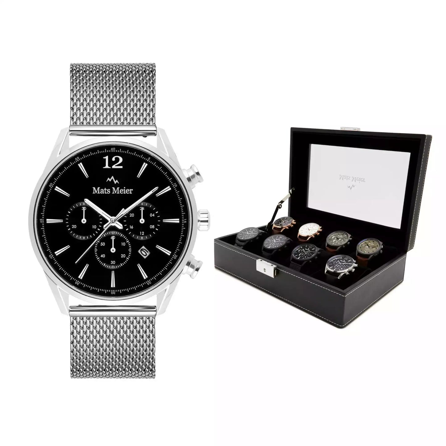 Grand Combin chronograph mens watch and watch box gift set