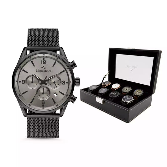 Grand Combin chronograph mens watch and watch box gift set