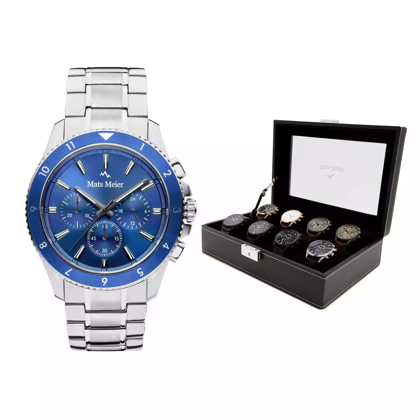 Grand Combin chronograph mens watch and watch box gift set