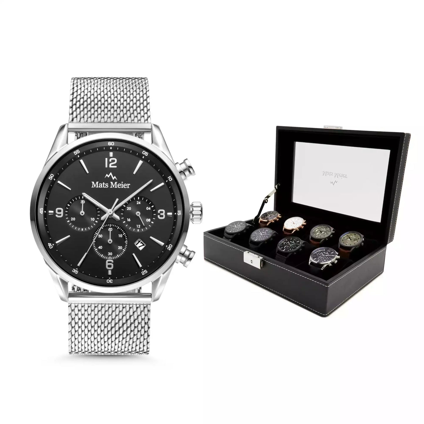 Grand Combin chronograph mens watch and watch box gift set