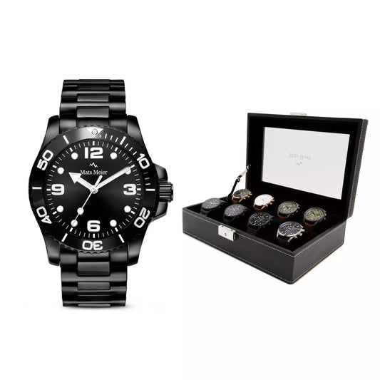 Grand Combin chronograph mens watch and watch box gift set