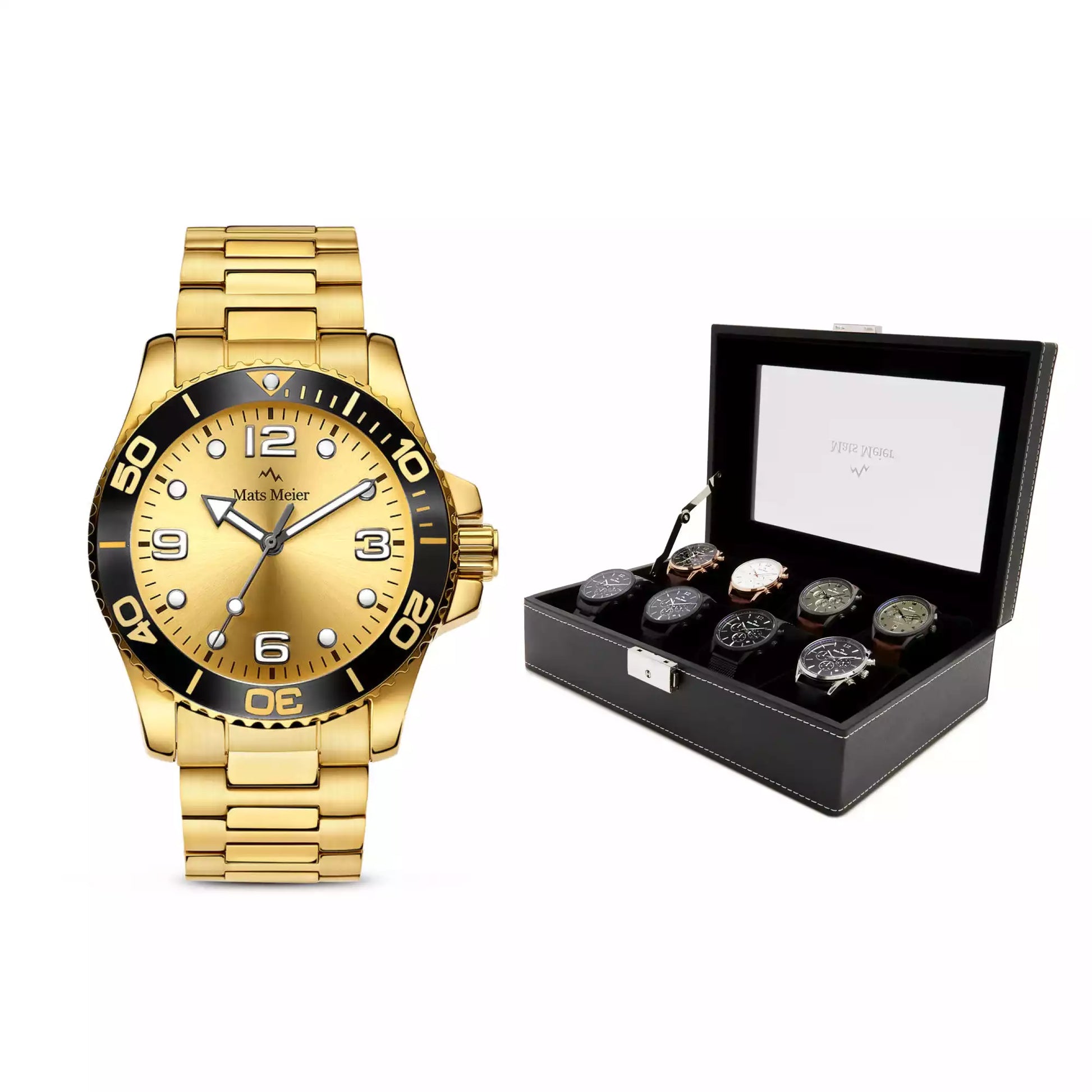 Grand Combin chronograph mens watch and watch box gift set