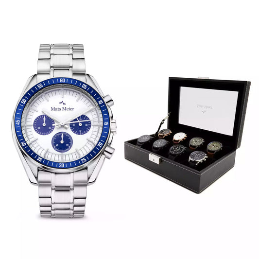 Grand Combin chronograph mens watch and watch box gift set