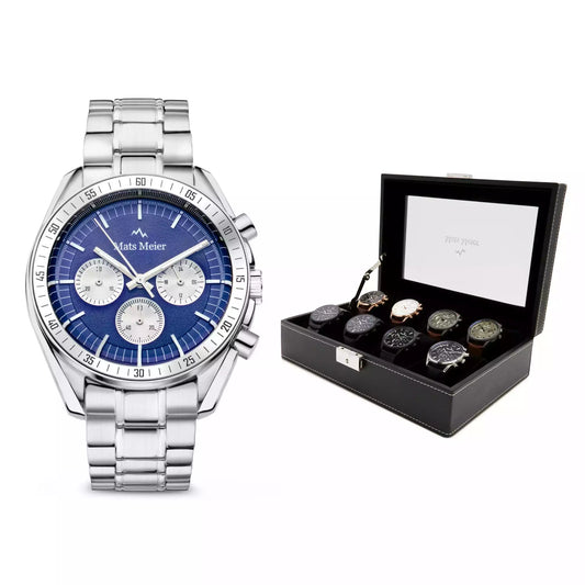 Grand Combin chronograph mens watch and watch box gift set