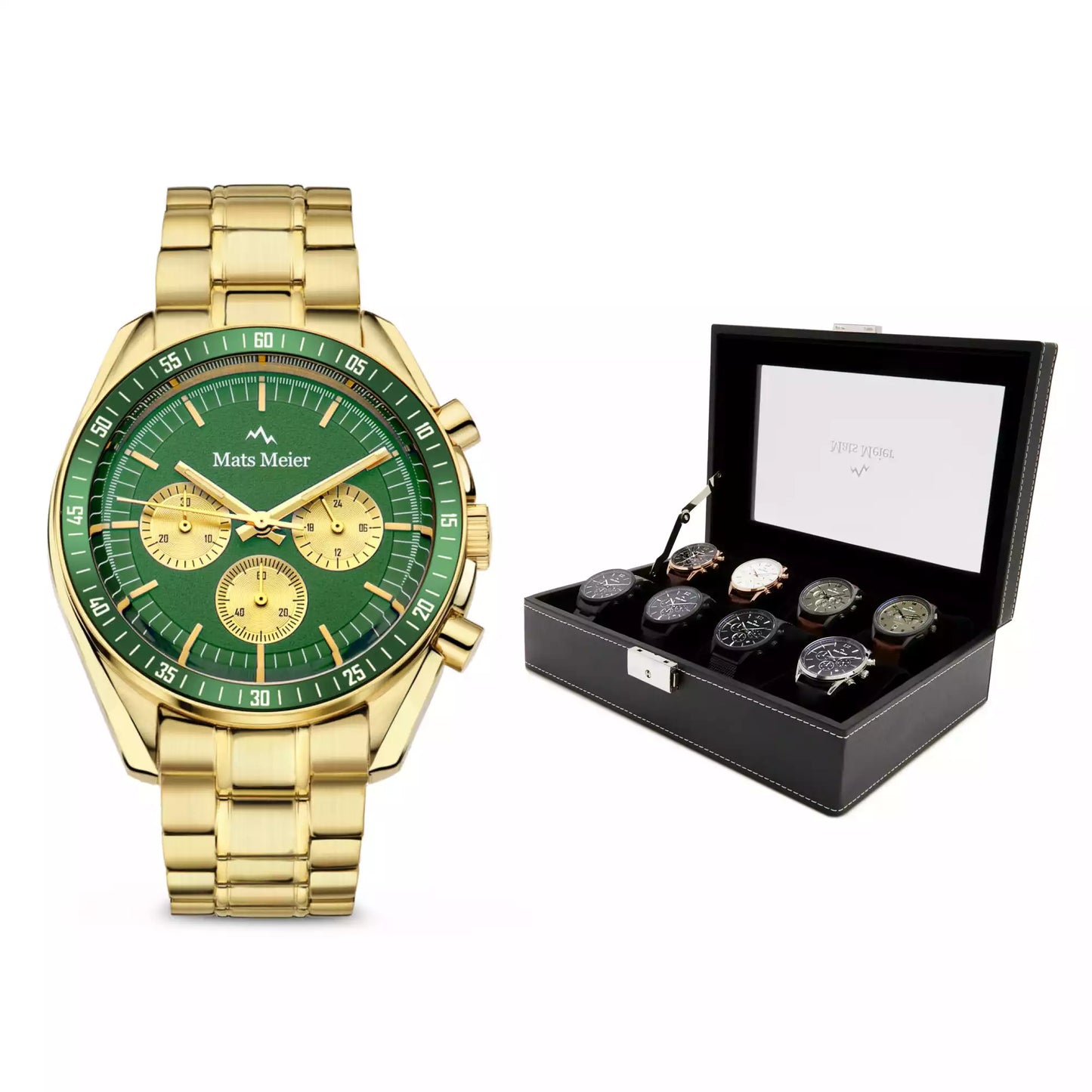 Grand Combin chronograph mens watch and watch box gift set