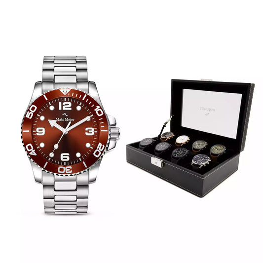 Grand Combin chronograph mens watch and watch box gift set