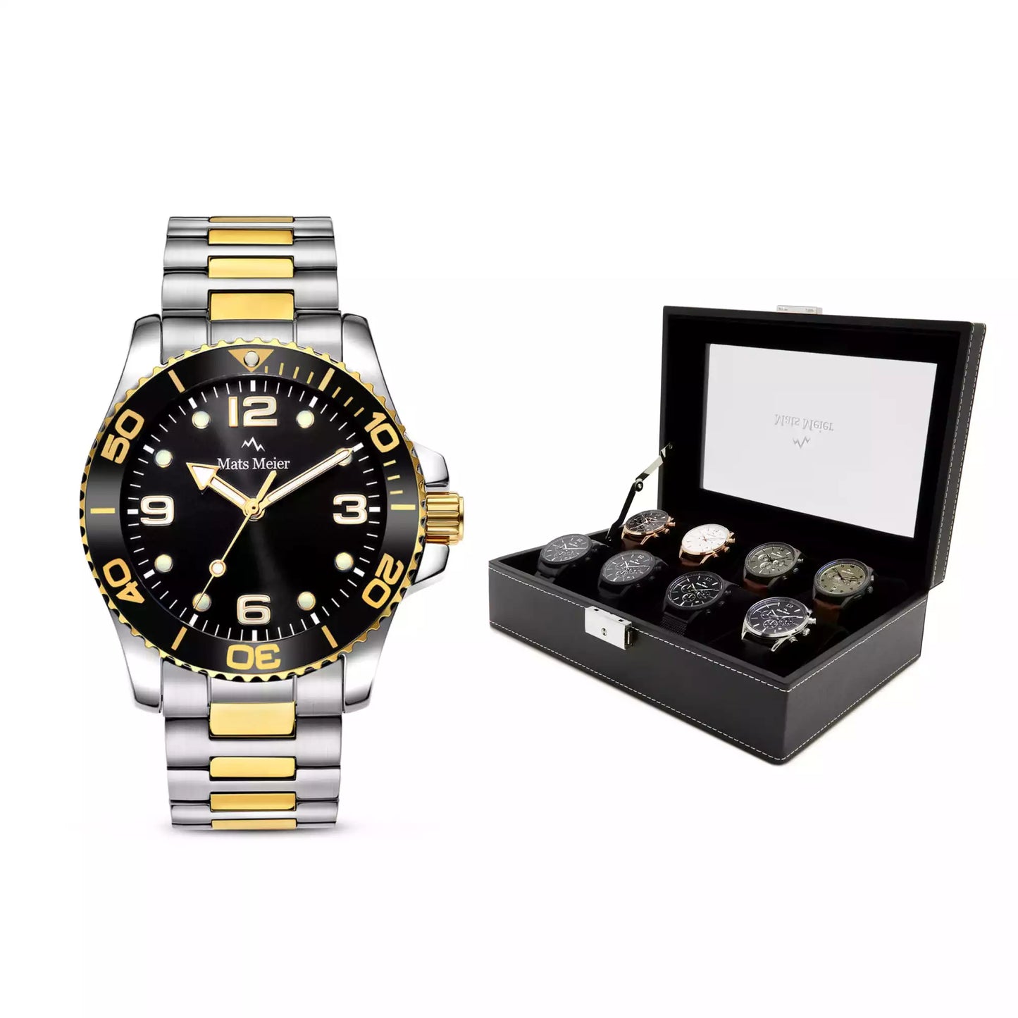 Grand Combin chronograph mens watch and watch box gift set