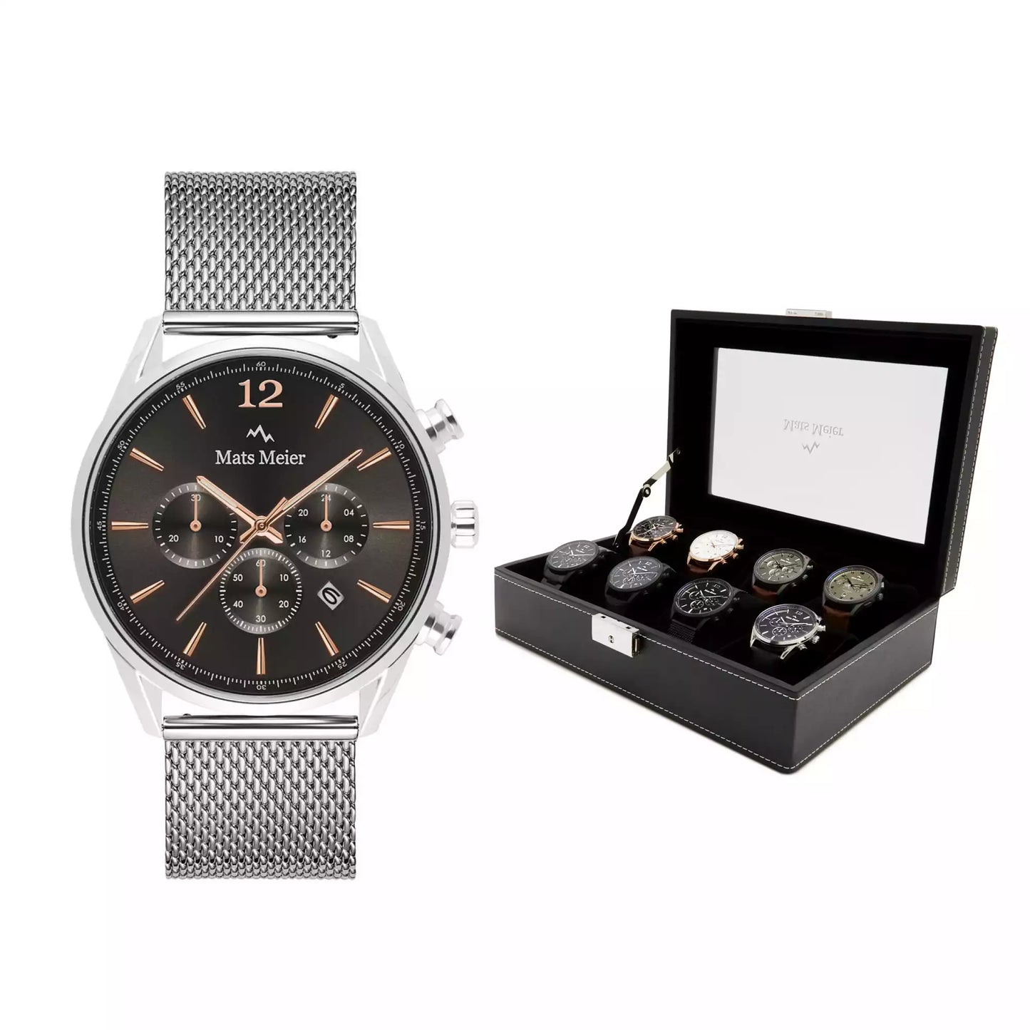 Grand Combin chronograph mens watch and watch box gift set