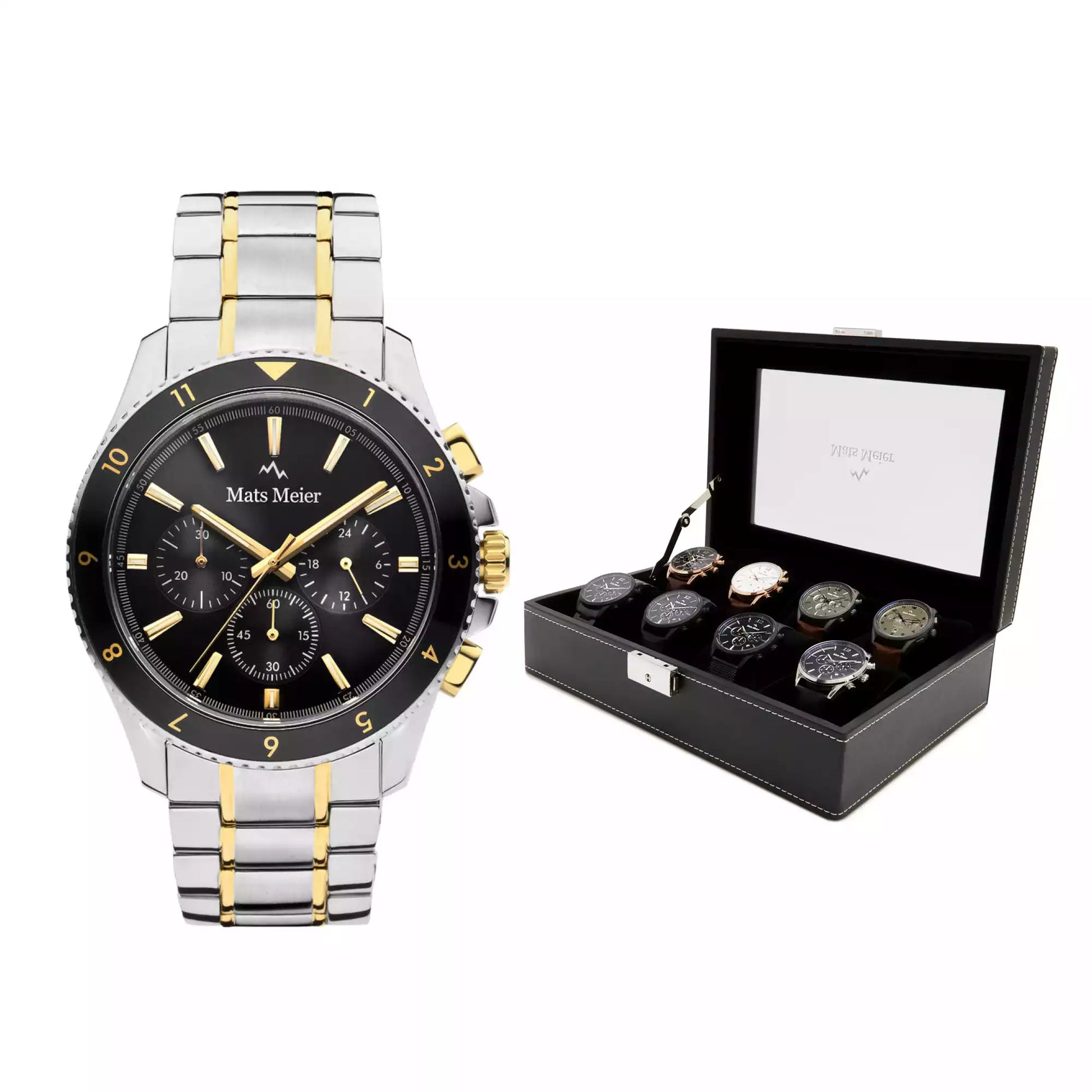 Grand Combin chronograph mens watch and watch box gift set