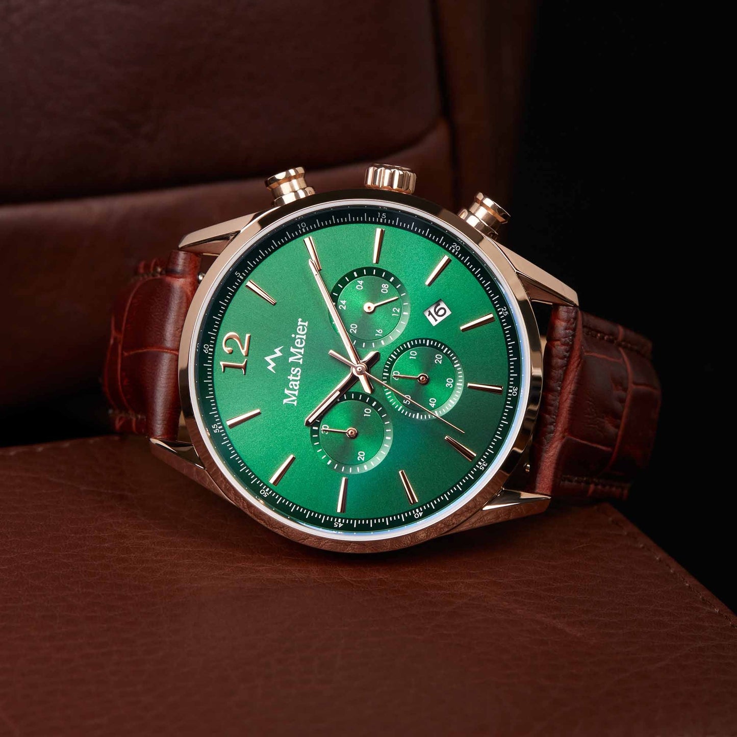 Grand Cornier chronograaf herenhorloge bruin en groen
