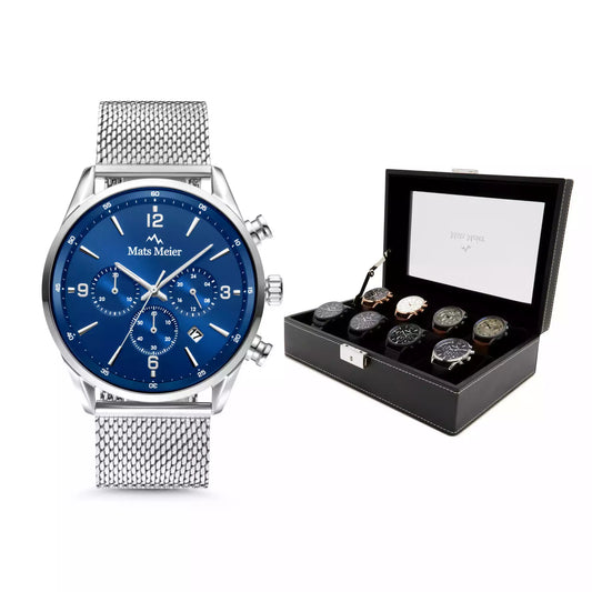 Grand Combin chronograph mens watch and watch box gift set