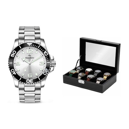 Grand Combin chronograph mens watch and watch box gift set