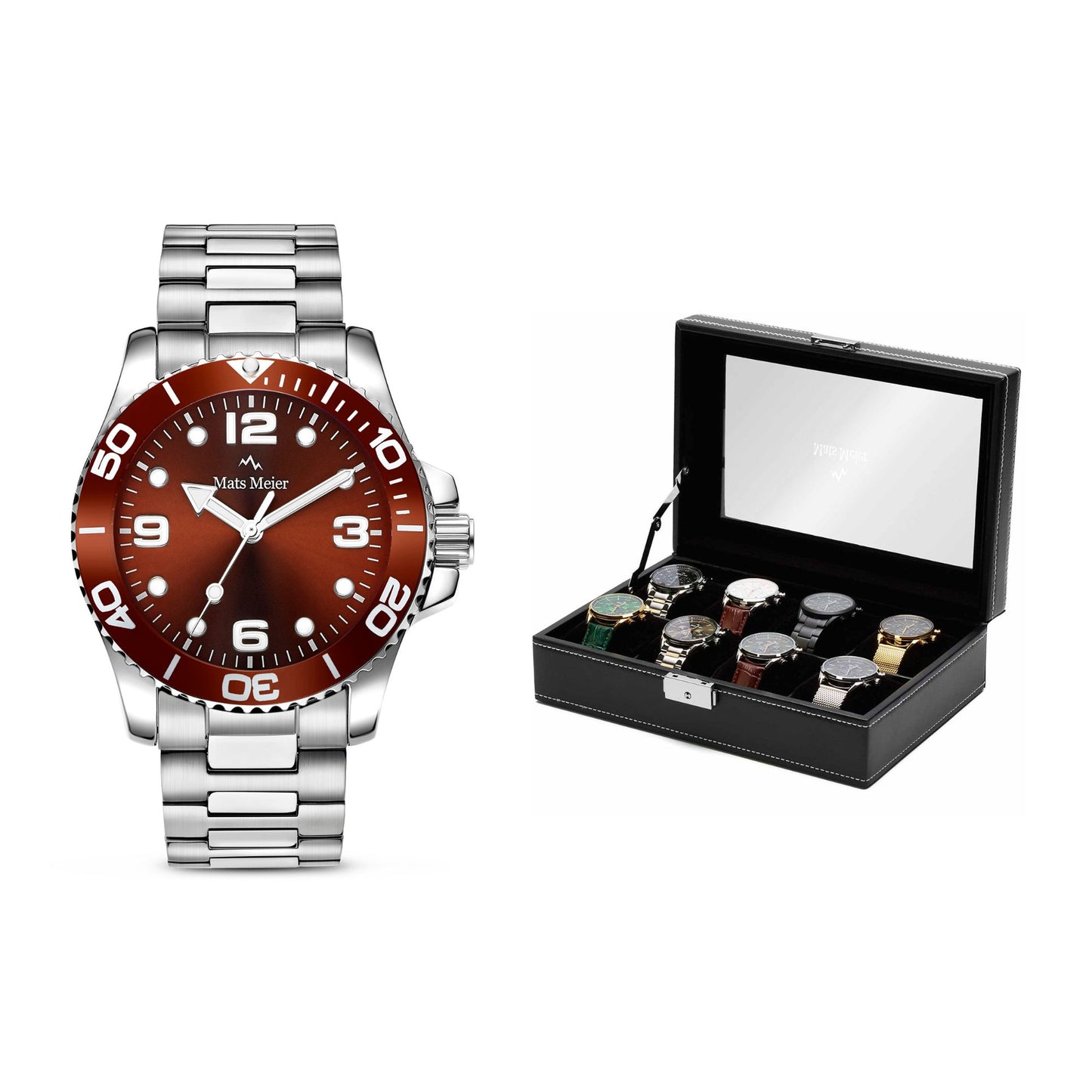 Grand Combin chronograph mens watch and watch box gift set