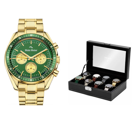 Grand Combin chronograph mens watch and watch box gift set