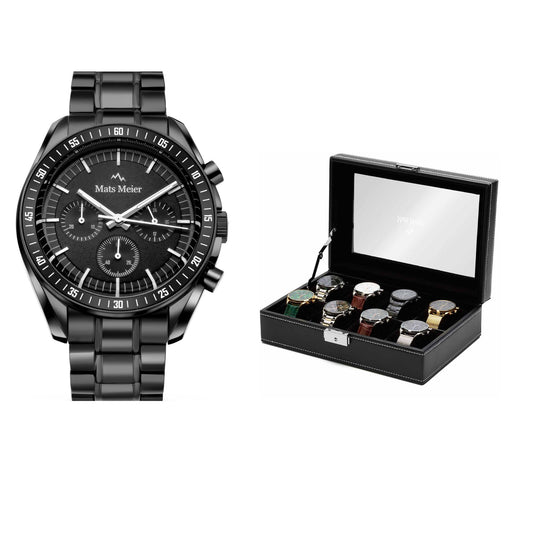 Grand Combin chronograph mens watch and watch box gift set