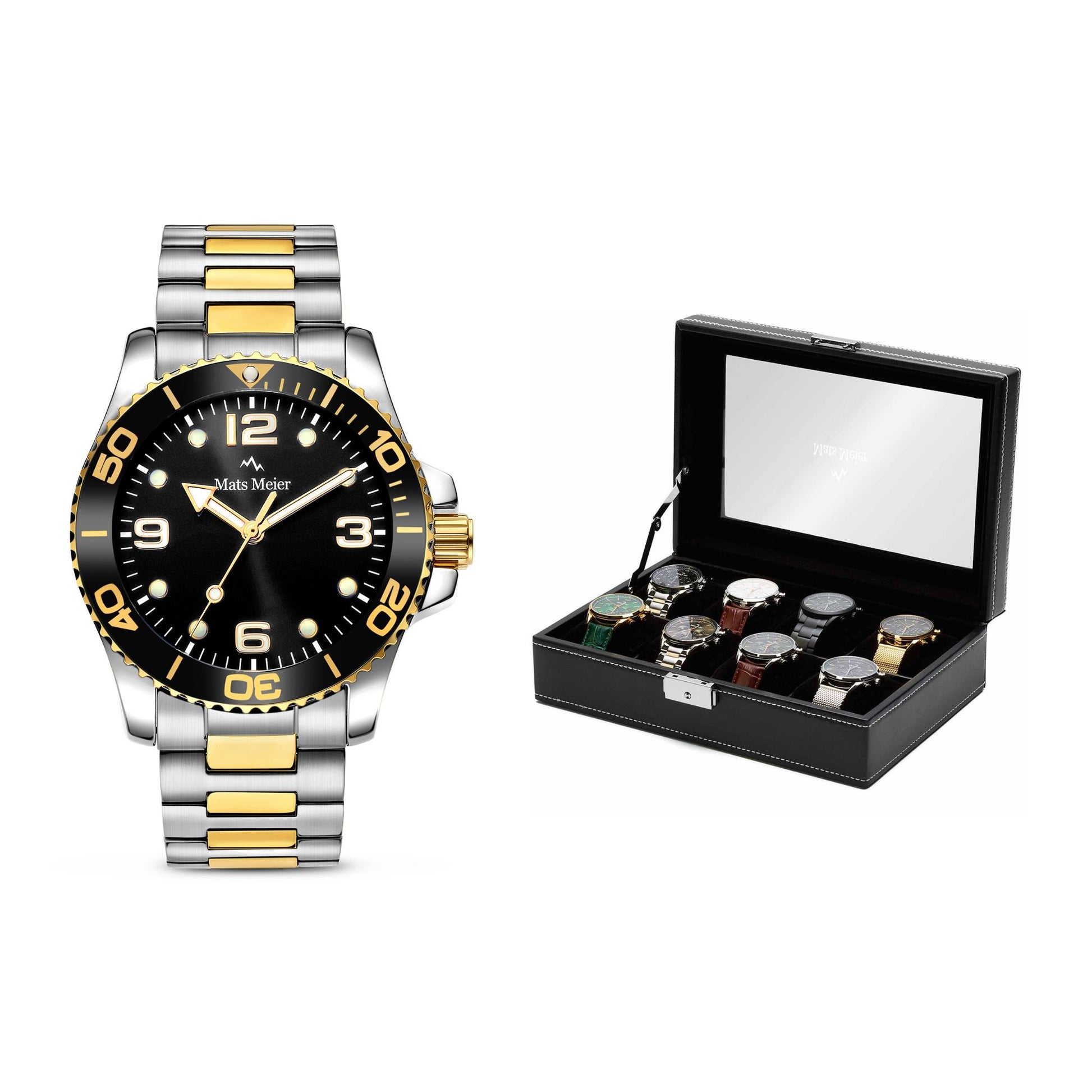 Grand Combin chronograph mens watch and watch box gift set