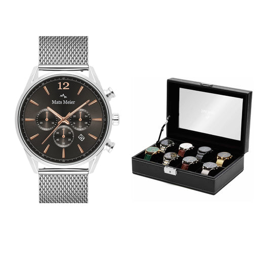 Grand Combin chronograph mens watch and watch box gift set