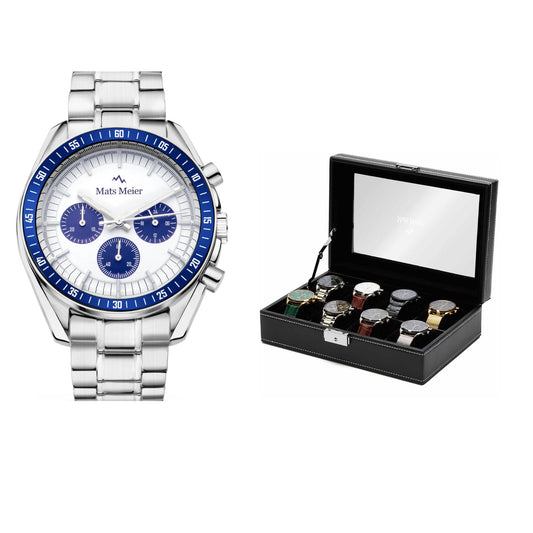 Grand Combin chronograph mens watch and watch box gift set