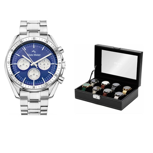 Grand Combin chronograph mens watch and watch box gift set