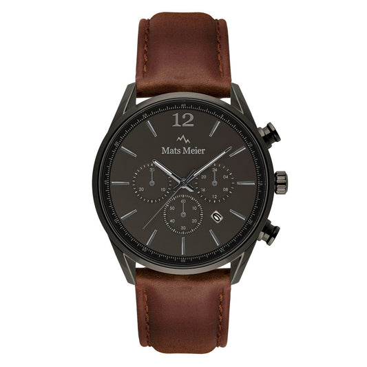 Grand Cornier chronograph mens watch gunmetal / dark brown   