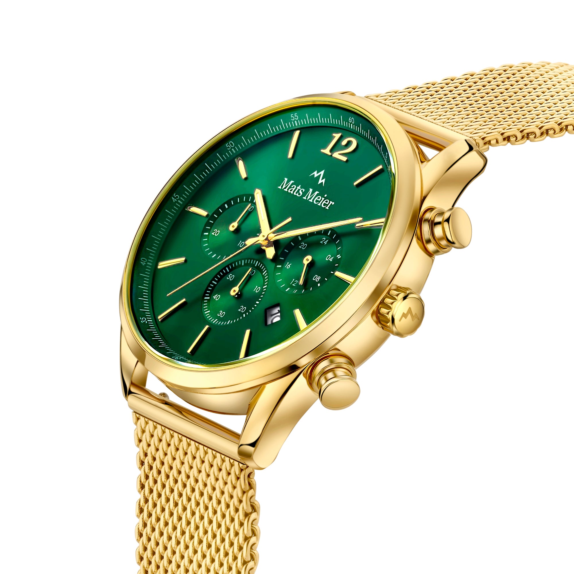 Grand Cornier chronograph watch green gold mesh Mats Meier