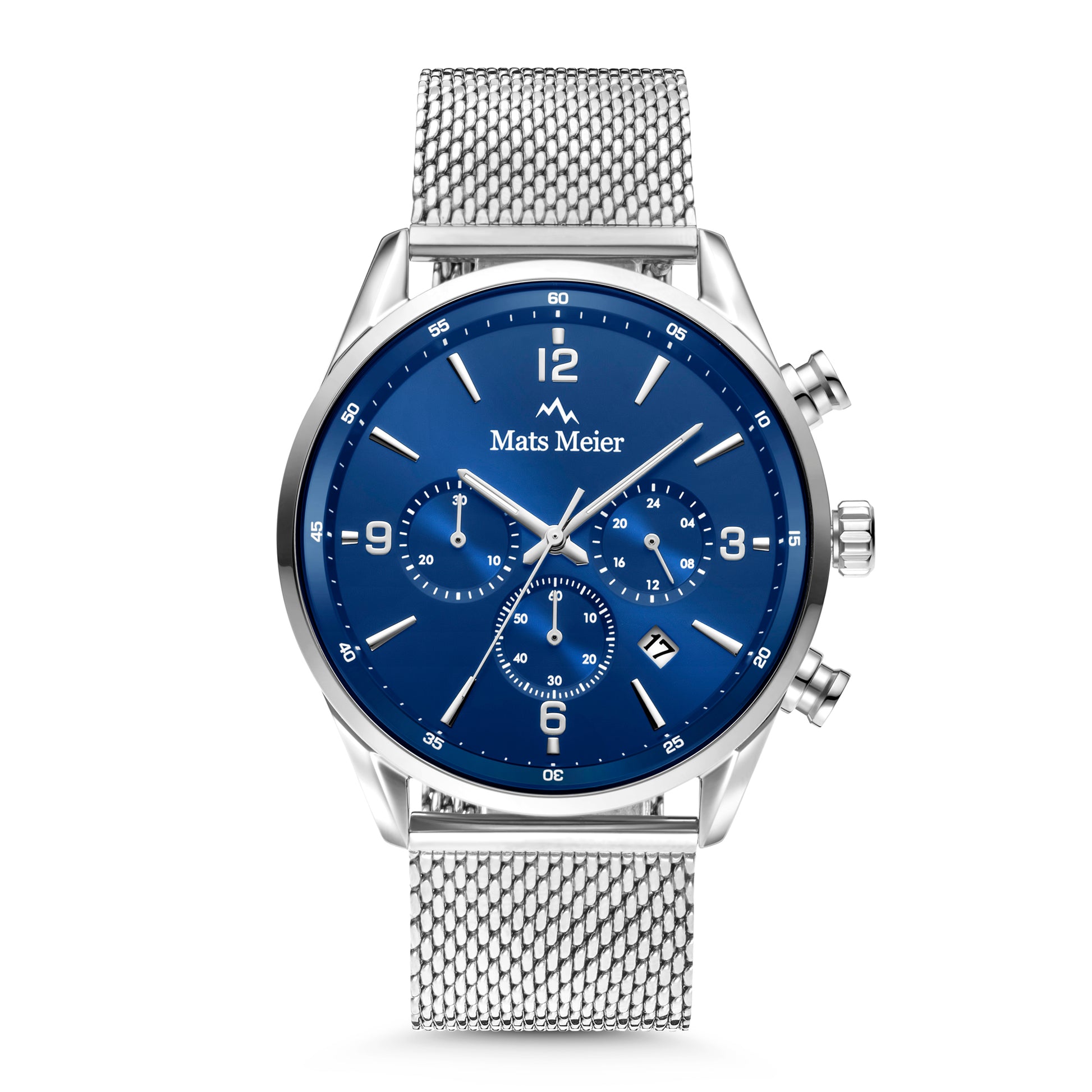 Grand Cornier chronograph men's watch silver colored with blue   