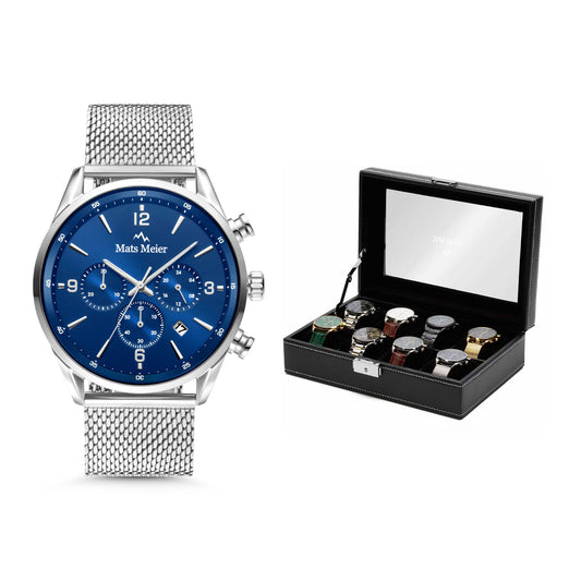 Grand Combin chronograph mens watch and watch box gift set