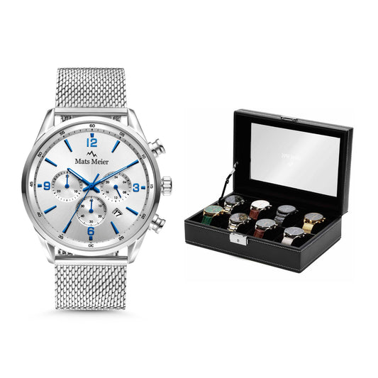 Grand Combin chronograph mens watch and watch box gift set