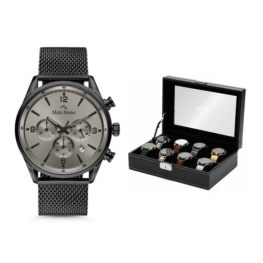 Grand Combin chronograph mens watch and watch box gift set