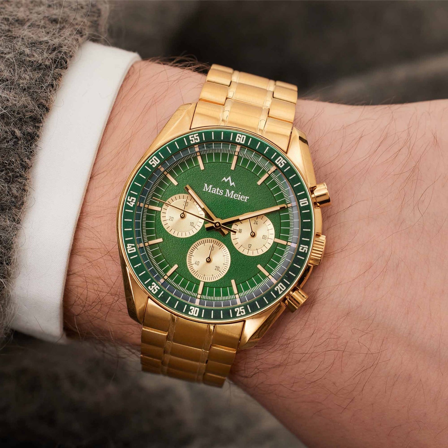 Arosa Racing cronografo orologio da uomo color oro e verde