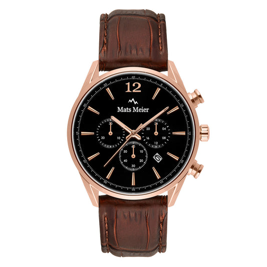 Grand Cornier montre chronographe noir / marron