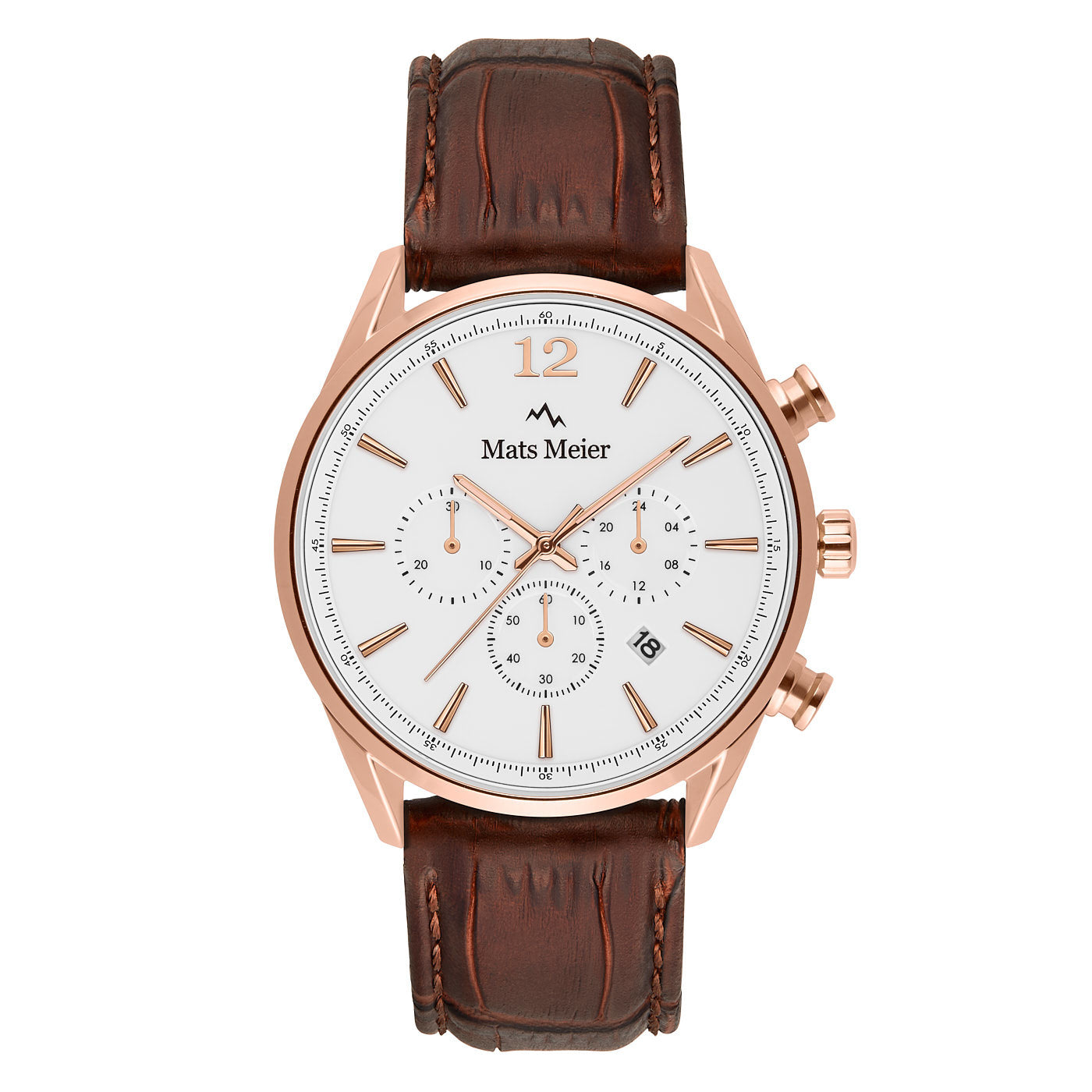 Grand Cornier chronograph mens watch white / rose gold colored / brown