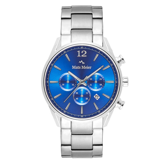 Grand Cornier montre chronographe bleu / acier couleur argent