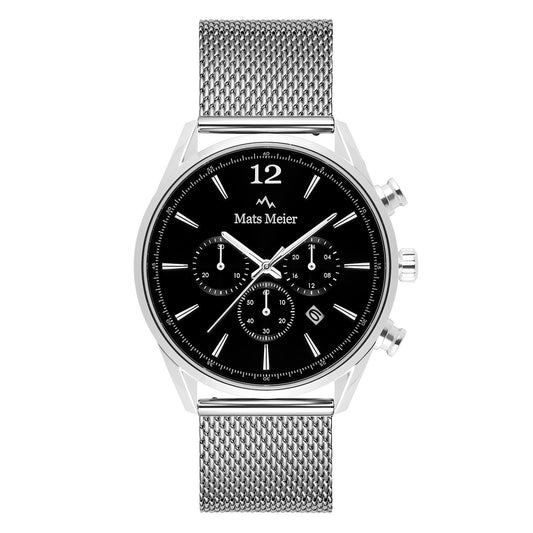 Grand Cornier chronograph mens watch black / silver colored mesh   