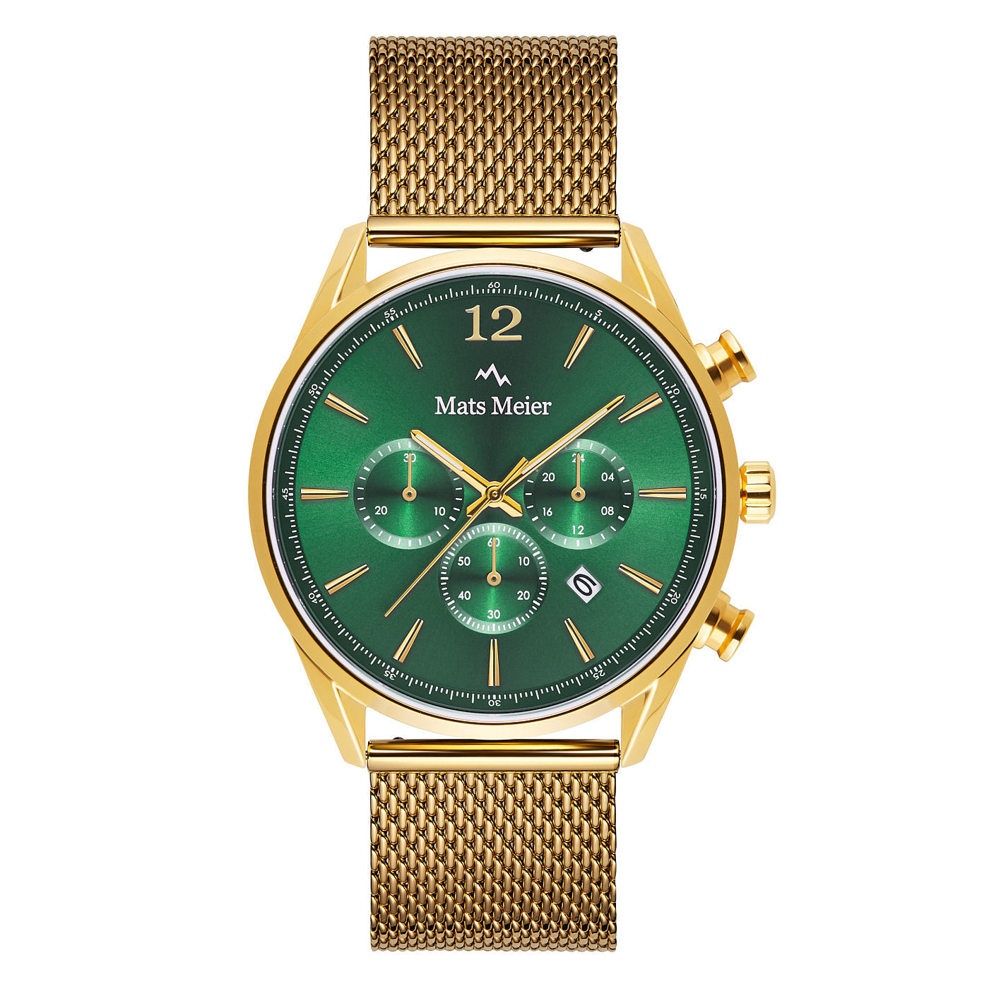 Grand Cornier montre chronographe vert / maille couleur or