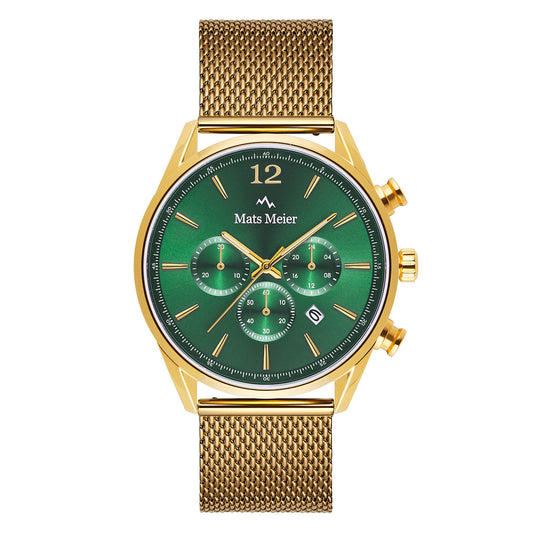 Grand Cornier chronograph mens watch green / gold colored mesh   