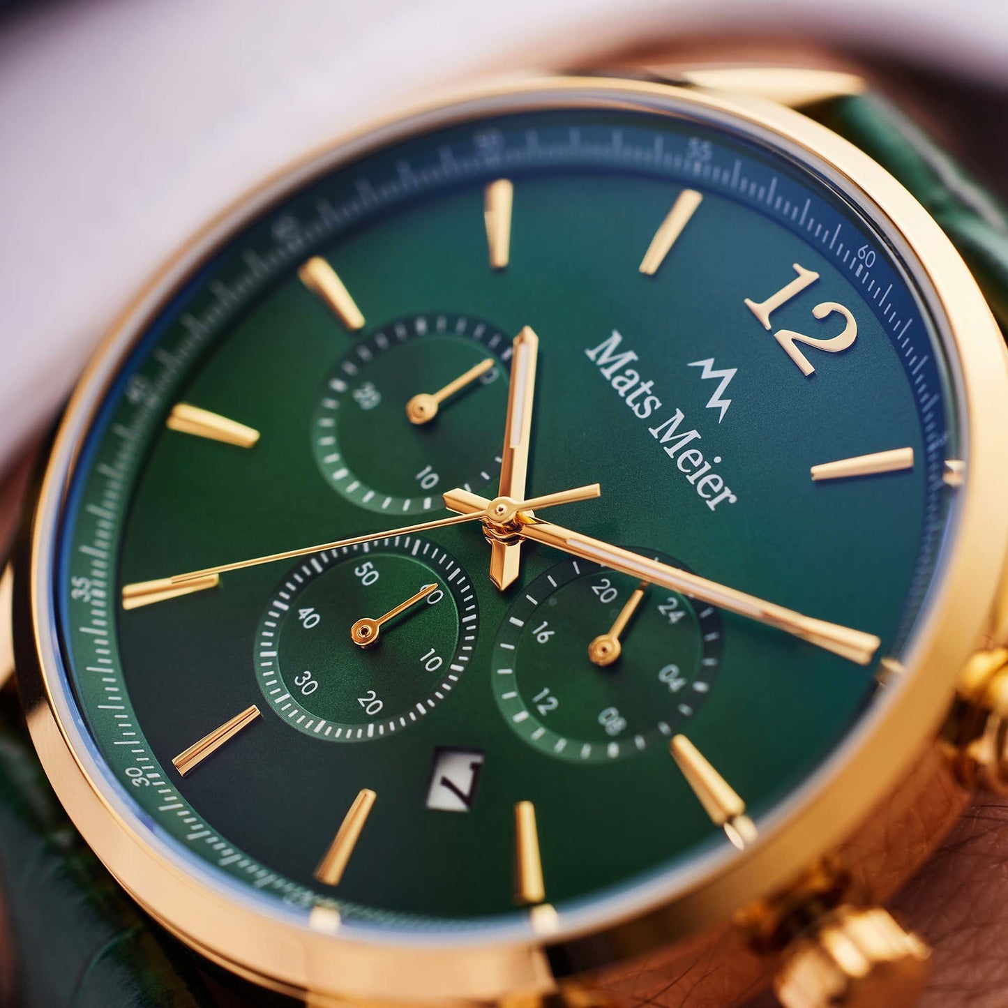 Grand Cornier chronograaf herenhorloge groen en goudkleurig