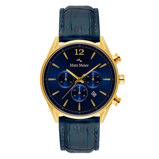 Grand Cornier chronograaf herenhorloge blauw en goudkleurig