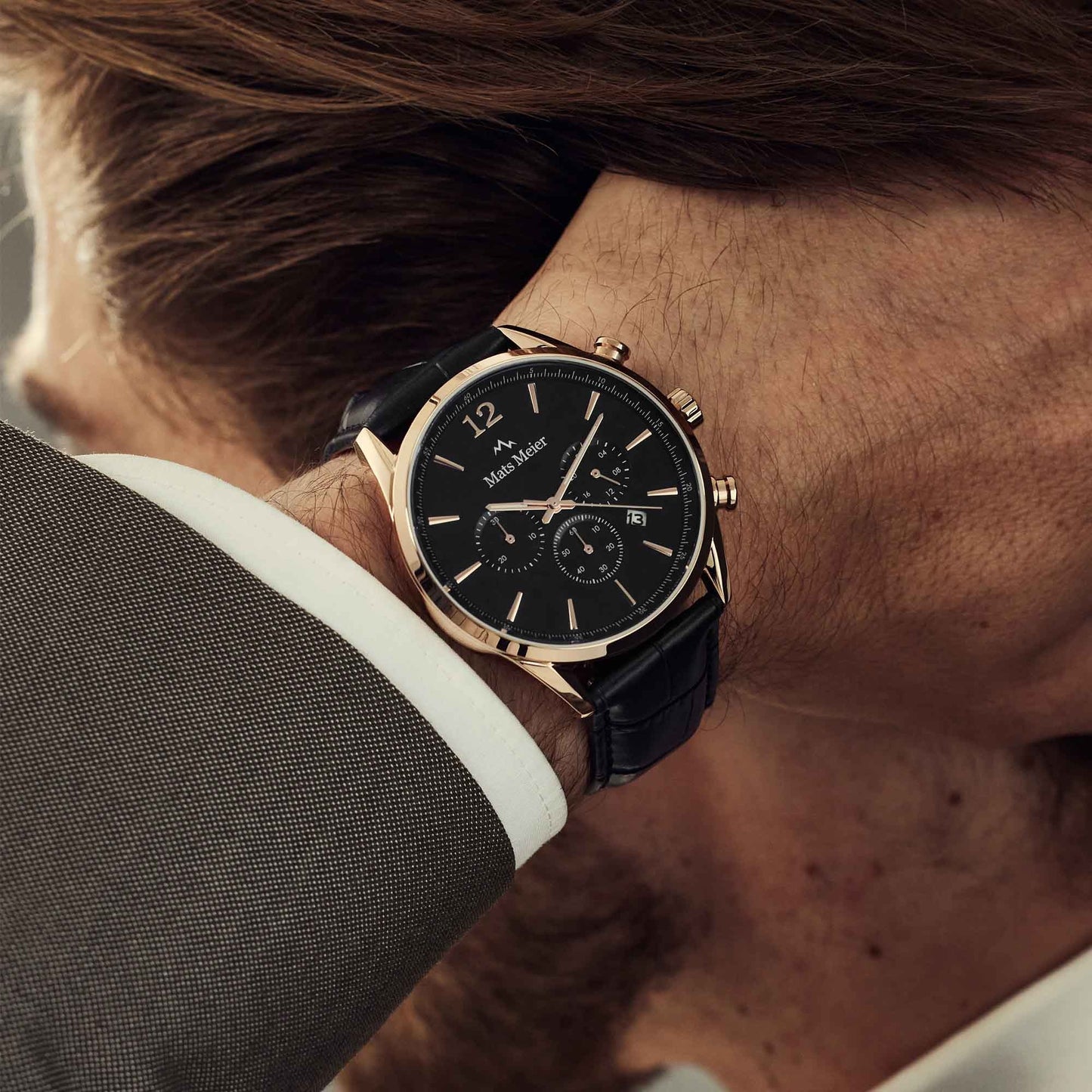 Grand Cornier chronographe noir / couleur or rose