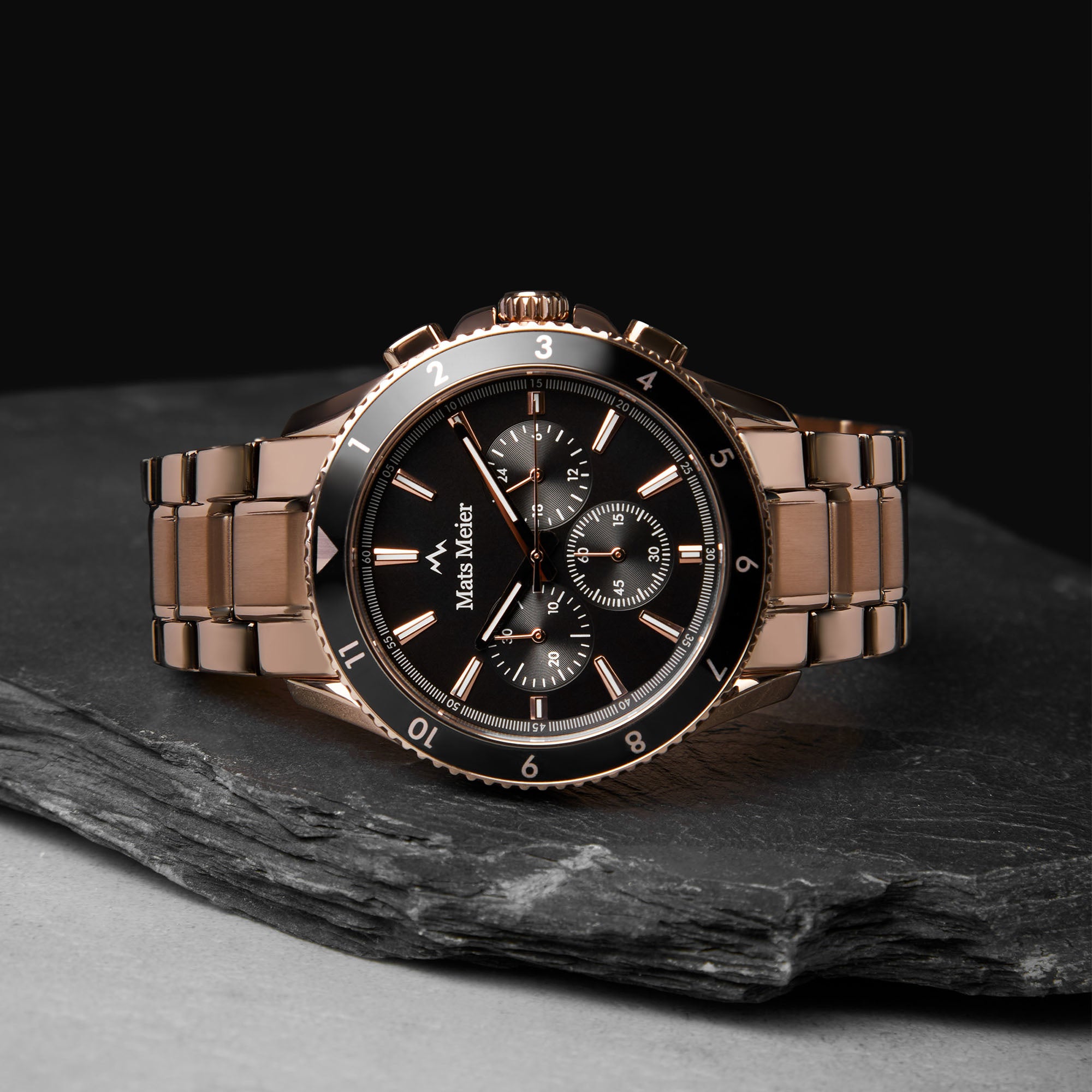 Ponte dei Salti chronograph mens watch rose gold coloured and black