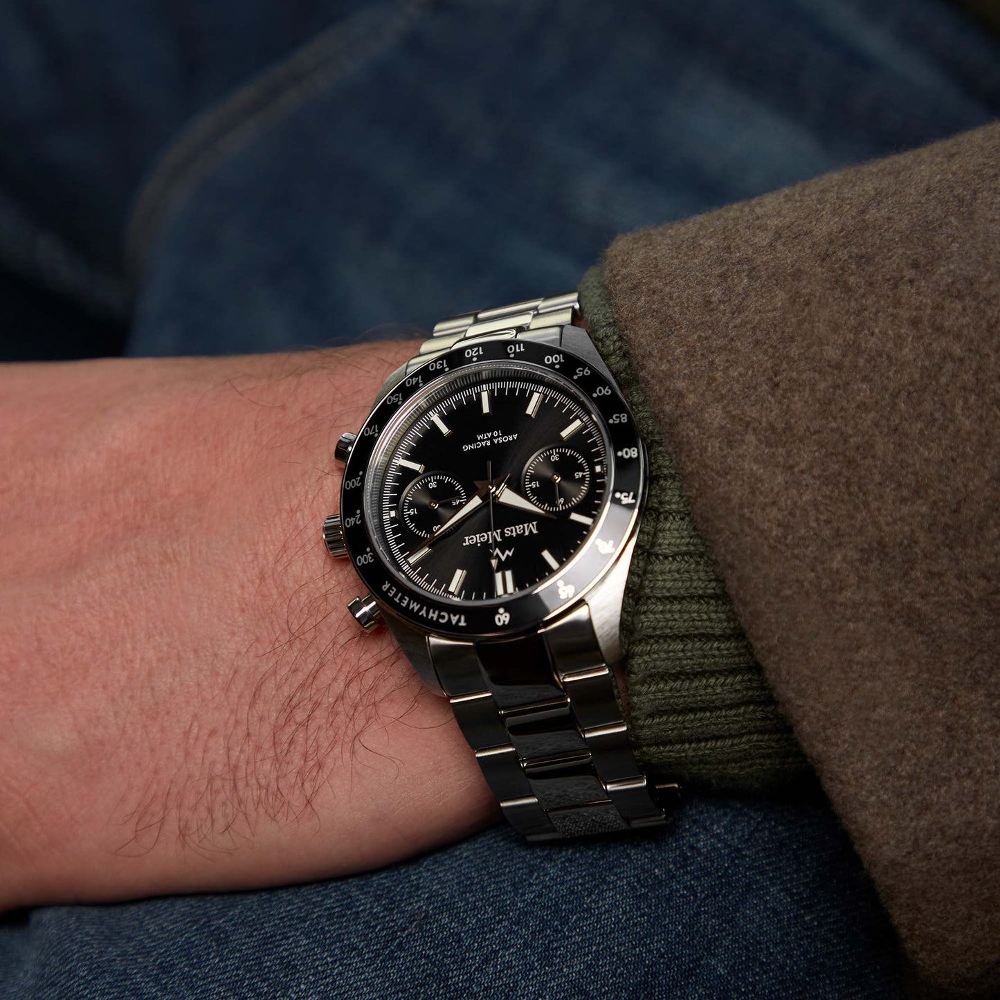 Arosa Racing chronograaf herenhorloge zilverkleurig en zwart