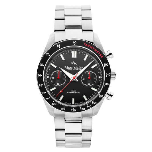 Arosa Racing chronograph mens watch silver coloured and black