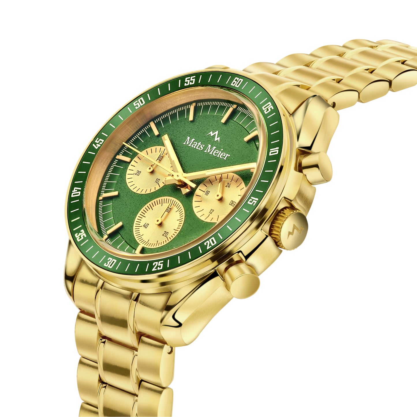 Arosa Racing Chronograph Herrenuhr goldfarben und grün