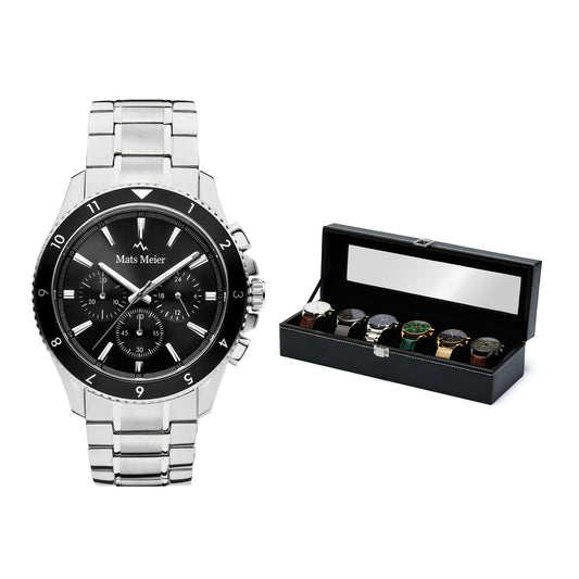 Grand Combin chronograph mens watch and watch box gift set