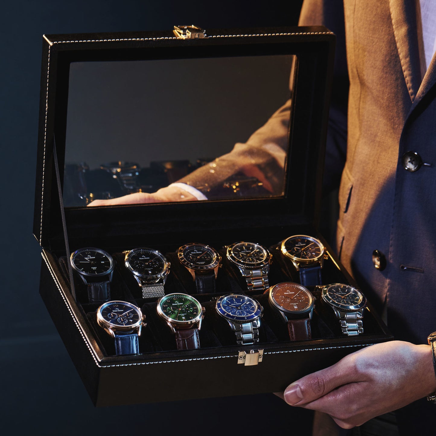 Grand Combin set de regalo con cronografo orologio da uomo e porta orologi