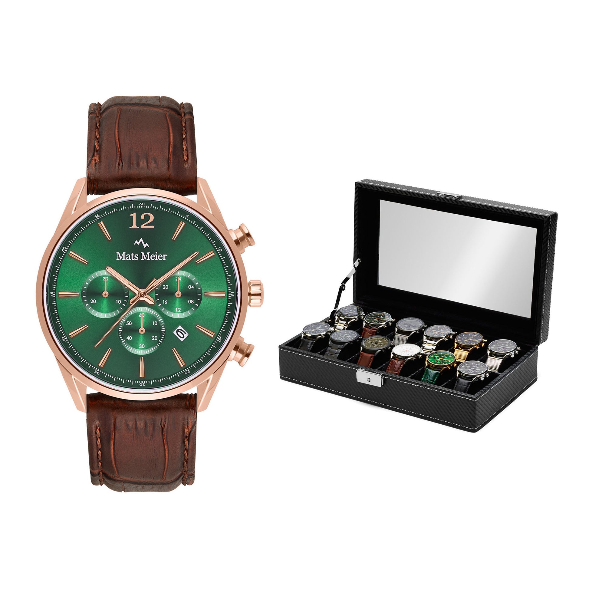 Grand Combin chronograph mens watch and watch box gift set   