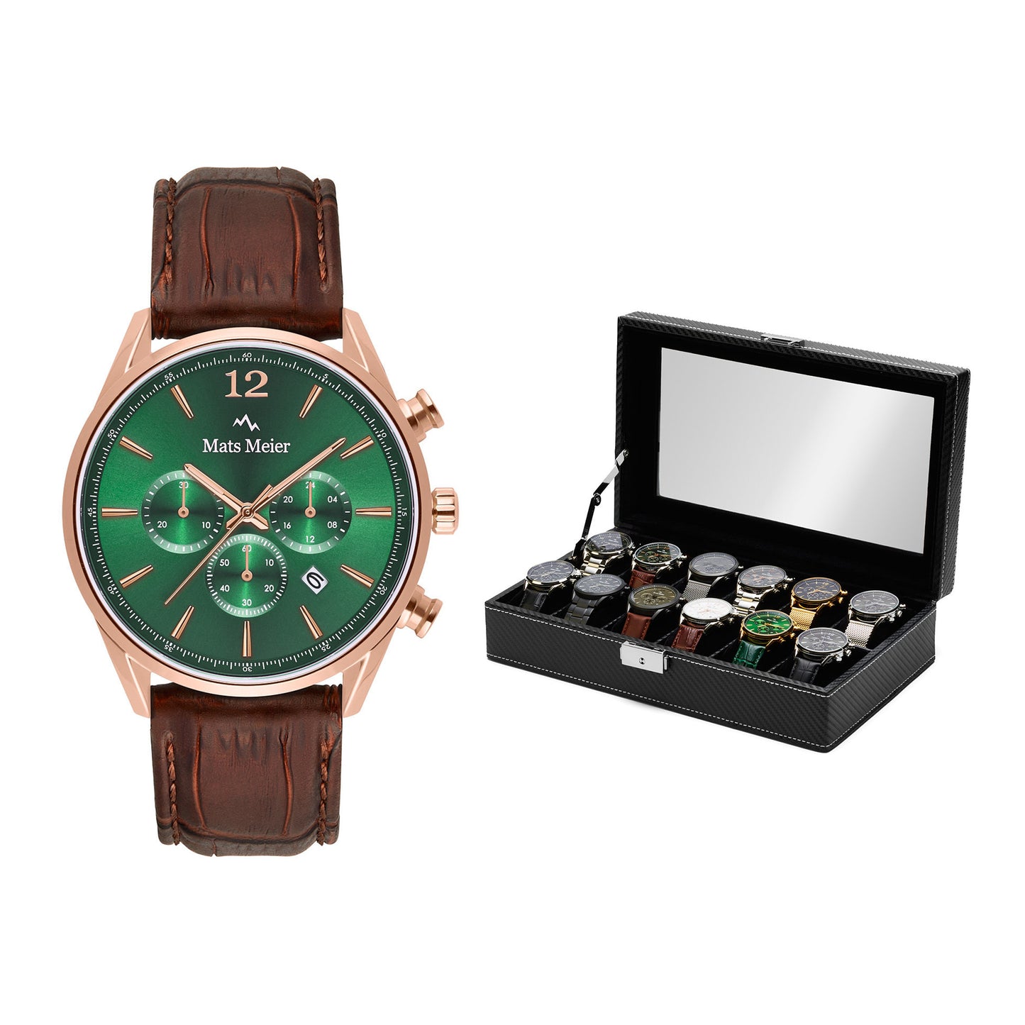 Grand Combin chronograph mens watch and watch box gift set